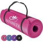 NBR Yoga Mat Exercise Fitness foam Extra Thick Non-Slip Large Padded High Density for Pilates gymnastics stretching Workout with Free Carry Strap. (Pink)