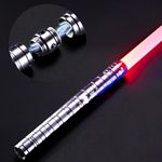 Lightsaber Fx Dueling Force 15 RGB Colors Type-C Metal Hilt Rechargeable 4 Modes Force Fx Dueling Light Saber Lightsaber Gifts for Boyfriend Girlfriend and Adults（Silver）