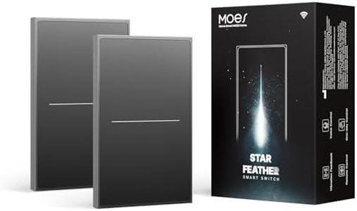 MOES 2 Packs Full Touch Smart Switch, SF(Star Feather 2026 Version) Wall Light Switch, Neutral Wire Required, Anti-Glare Panel, 2.4GHz WiFi Work with Smart Life/Tuya App, Grey 2 Gang