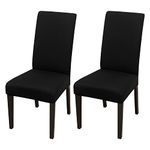 JQinHome Dining Chair Covers Dining Room Chair Slipcovers, 2 Pack High Stretch Removable Washable Parsons Chair Slipcover for Home Party Hotel Wedding Ceremony (Black)