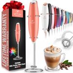 Zulay Milk Frother for Coffee (Batteries Included) - Milk Frother Handheld Foam Maker - Whisk Drink Mixer for Coffee, Mini Foamer for Cappuccino, Frappe, Matcha - Coffee Frother (Peach/Cream)