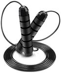 NA Jumping Rope Adult - Skipping Rope Adjustable For Men Women Kids - Jump Rope For Exercise Fat burning Workout Home or Gym personal Training Rope Pack (BLACK)