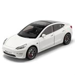 VARIYA ENTERPRISE® 1/24 Big TESLA MODEL 3 Toy Car Metal Pull Back Diecast Car with Openable Door and Sound Light, Gifts Toys for Kids【 WHITE 】