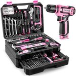 Pink Tool Kit Box Drill Set: DEKO 238 Pieces Home Mechanic Toolbox with 12V Power Cordless Drill Hand Repair Tools Sets Combo Kits Storage Organizer Drawer Case for Women