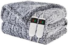 Heated Blanket Heated King, Electric Blanket 90"x100" Heating Blanket with 8 Hours Auto Off 10 Fast Heating Levels Machine Washable Sherpa Heated Blanket with Overheating Protection