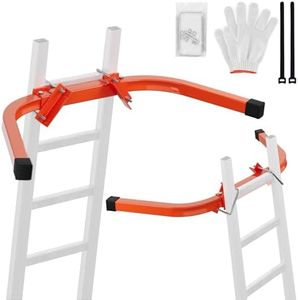 VallisCo Ladder Stabilizer with Standoff Arms, Roof Hook Ladder with Wing Span/Wall Extension Accessory, Heavy Duty Steel Ladder Standoff for Roof Gutter