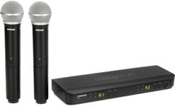 Shure BLX288/PG58 UHF Wireless Microphone System - Perfect for Church, Karaoke, Vocals - 14-Hour Battery Life, 100m Range | Includes (2) PG58 Handheld Vocal Mics, Dual Channel Receiver | H9 Band