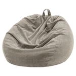 Nobildonna Bean Bag Chair Cover (No Filler) for Kids and Adults. Extra Large 300L Bean Bag Stuffed Animal Storage Washable Soft Premium Corduroy Stuffable Bean Bag Cover (Khaki Gray)