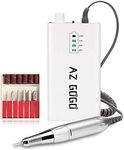 Nail Drill Machine, AZ GOGO 30000RPM Professional Rechargeable Portable Electric Efile Nail Drill for Acrylic Gel Nails, Manicure/Pedicure, Polishing, Cuticle - Salon or Home Use(White)