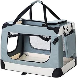 i.Pet Pet Carrier, 90 x 61 x 65cm 600D Oxford 2XL Dog Crate Cat Carriers Foldable Bag Soft Sided Collapsible Travel Handbag Pets Products, Portable Removable Roof Cover Side Pocket Blue