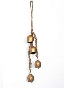 Siddhivinayak Overseas Wrought and Cast Iron Swiss Cow Bell Wind Chime (Small, Brown)