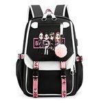 CUSALBOY Kpop Backpack Lisa Rose JISOO Jennie Shouler Bag Messenger Bag Fashion USB Charging Backpack, Black 4, L, Backpack