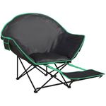 Outsunny Foldable Camping Chair Padded Moon Saucer Chair with Carry Bag, Storage Pocket & Removable Footrest for Outdoor, Beach, Picnic, Hiking, Fishing, Travel