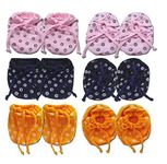 KIDSKA Kids Mitten Gloves/Mittens- Booties Set for Baby/Knotted Mitten Booty Set for Baby Boy and Baby Girl (0-6 Month)-Set of 6 Pair