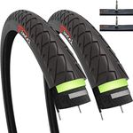 Fincci Set Pair 26 x 1.95 Inch 50-559 Slick Tyres with Presta Inner Tubes and 3 mm Antipuncture Protection for Cycle Road Mountain MTB Hybrid Bike Bicycleб set of 2 x tyres and 2 x Presta tubes2