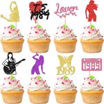 ZHUOWEISM 24 PCS Music Singer Cupcake Toppers Colorful Guitar Popular Dance Singer Cupcake Picks Legand Since 1989 for Music Singer Concert Theme Birthday Party Cake Decorations Supplies