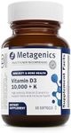 Metagenics Vitamin D3 10,000 IU with Vitamin K2 - Vitamin D Supplement for Healthy Bone Formation, Cardiovascular Health, and Immune Support - 60 Count