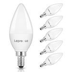 LE E12 Candelabra LED Bulb, Ceiling Fan Light Bulbs, 5.5W (40W Equivalent), 2700K Soft Warm White Type b Candle Bulbs, B11 Chandelier Light Bulbs, Non-Dimmable, 6 Packs