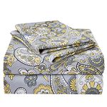 JSD Queen Paisley Floral Print Sheet Set 4 Piece Soft Microfiber Bedding Sheets 15" Extra Deep Pocket