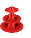 YLDW 3-Tier Cupcake Stand, Cake Stand Holder, Tiered DIY Cupcake Stand Tower for Dessert Table Displays, Birthday Theme Party Favors Decoration, Floral Tea Party, 12" W x 12.8" H, Red