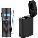 OLIGHT Baton3 Premium Edition Rechargeable Small Pocket Flashlight 1200 Lumens, LED Compact Lights with Type-C Port Charging Case, Portable Illumination Tools for Camping, Hiking (Black)