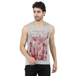 JUGULAR Men's Newyork City Printed Vest (Grey, X-Large)