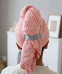 Reyoung Large Microfiber Hair Towels -Super Absorbent & Quick Dry Hair Drying Towel -Anti Frizz Large Ultra-Soft Hair Dryer Towels, Head Towle-Hair Turban for Wet, Curly, Long & Thick Hair (Pink)