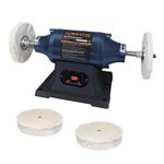 POWERTEC BF601C 6-Inch Heavy Duty Bench Buffer with 2 Extra Thick Spiral Sewn Buffing Wheels