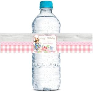 You’re Some Bunny Special Little Rabbit Birthday Themed Waterproof Water Bottle Sticker Wrappers for Girls, 20 1.75" x 8.5" Wrap Around Labels by AmandaCreation