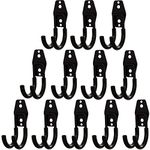 NinBase Garage Storage Hooks, 12 Pack J Bike Bicycle Utility Hanging Hooks, Black Large Steel Tool Hooks for Hanging Garden Tool, Shed Wall Hanging Yard Tools, Garage Storage System