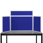 Panelwarehouse 3 Panel Tabletop Midi Desktop Folding Display Board Stand with Aluminium Frame, and Cardboard Carry Case Display Board (Blue) - 8 Colours