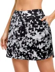 CHICHO High Waisted Skirts for Women?Girl Tennis Skirt Stretch Breathable Golf Skort with Pockets Soft Casual UPF 50+ Summer Skirts Back White Medium