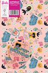 Barbie Wrapping Paper 2 sheet 2 tags Barbie themed giftwrap