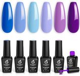 beetles Gel Polish Gel Nail Polish, 6 Colors Blue Purple Baby Blue Light Purple Gel Polish Aquamarine Mermaid, Soak Off UV LED Nail Lamp Gel Polish Manicure DIY Nail Art Home Salon