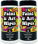 Paint & Art Wipes Paint Remover Wipes Cleaner Epoxy Glue Stains Latex, Acrylic Hand Cleaner and Plastic, Metal or Wood Surfaces, Floors, Brushes, Flat Paint Heavy Duty Cleaning (100 Pcs)