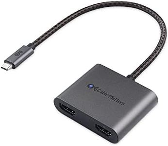 Cable Matters 8K or Dual 4K @60Hz USB-C to HDMI Adapter (USB C to Dual HDMI Adapter) in Gray – Thunderbolt 4 and USB4 Port Compatible (macOS only Supports one Extended Display)