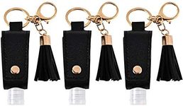 Portable Empty Travel Bottle Keychain Hand Sanitizer Bottle Holder 3 Pack 1oz / 30ml Small Squeeze Bottle Refillable Containers for Toiletry Shampoo Lotion Soap, 3 Pcs Black