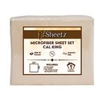 Oh Sheetz California King Microfiber Bed Sheet Set - Smooth Brushed Microfiber - Deep Pocket Fits Up to 18" Mattresses - Vegan Ivory