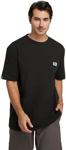 SKPRO Men's T-Shirt, Black Oversized T Shirts for Men, Crew Neck Work Shirt - Loose Fit Pocket T Shirts, Soft Casual Tee