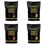 NAKPRO GOLD Whey Protein Concentrate 2 Kg| 25.5g Protein, 5.6g BCAA | Muscle Gain, Strength, Muscle Recovery, Fast Absorbing Protein Powder for Men, Women & Athletes (Multi Flavour Combo 1, Pack of 4)