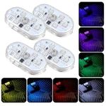 Car Led Interior Lights, Footwell Lights for Car Interior Ambient Lighting USB Rechargeable Wireless Touch Car Light for Boot, Car Doors, Armrest Boxes, Sitting Areas, 4 Pcs 7 Colors