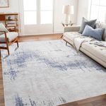 Leesentec Area Rugs 8x10 for Living Room Non-Slip Machine Washable Rugs for Bedroom Low Pile Rug Distressed Carpet for Kitchen Dining Room Home Office Indoor Floor Mat (Blue/Beige/Grey, 8.2'x 9.8')