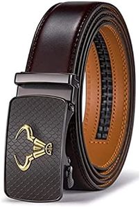 Contacts Genuine Leather Belt for Men with Autolock Buckle - Micro Adjustable Belt Fit Everywhere | Formal & Casual | Elegant Gift Box (Brown)