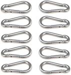 FUNNTY Stainless Steel Carabiner Clip,10 Pcs Spring Snap Hook Keychain Carabiner Clip Hoods, Heavy Duty Carabiner Clips for Camping Hiking Climbing Hammocks Camping M4 1.57 Inch