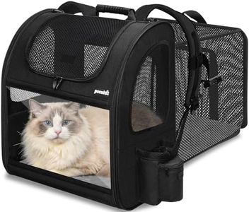 Pecute Pet Carrier Backpack, Large Cat Carrier Backpack, Expandable cat Backpack with Breathable Mesh for Medium Dogs Cats, or 2 Small Pets, Dog Backpack Carrier for Travel Hiking, Black