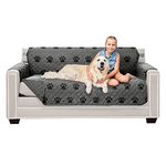 Sofa Shield Patented Couch Cover, Reversible Tear and Stain Resistant Sofa Slipcover, Quilted Microfiber 158 cm 3 Seat Durable Furniture Protector with Straps, Washable Covers for Dogs Paw Black Gray