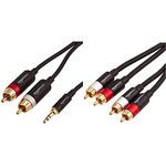 Amazon Basics 2-Male to 2-Male RCA Audio Cable - 4.57 meters & 3.5mm to 2-Male RCA Adapter Cable - 4.6m / 15 Feet