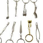 Airgoesin 8pcs Mixed Keychains Keyrings in The Design of Forcep, Mirror, Handpiece, Tooth, Impression Tray for Denal Gifts Presents Incentive for Encouragement