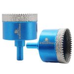 Dry Diamond Core Drill Bit Set,BRSCHNITT 2pcs 50mm Diamond Hole Saw Core Drill Bit with Triangle Shank for Porcelain Tile Ceramic Stone Granite Marble