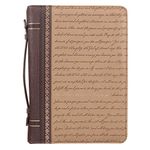 Brown Faux Leather Classic Bible Cover I Know The Plans - Jeremiah 29:11 Script Two-Tone Bible Case Book Cover for Men/Women, Medium